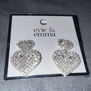 Evie & Emma Silver Tone‎ Two Heart Drop Earrings